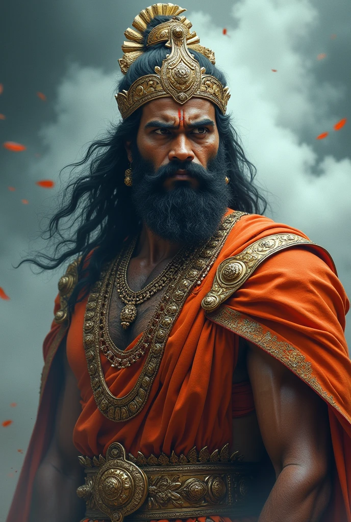 An image of King Shantanu, with a resolute expression, saying "अवश्य!" (Certainly!), as he agrees to Ganga's conditions.In dall e-3 style