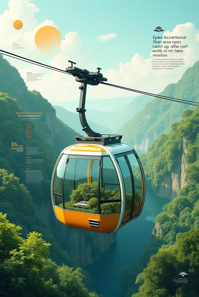 modern cable car elements for sustainability environmental poster