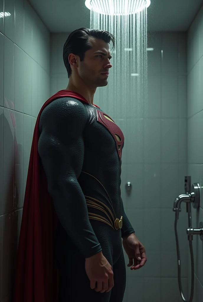 Superman taking a shower naked 