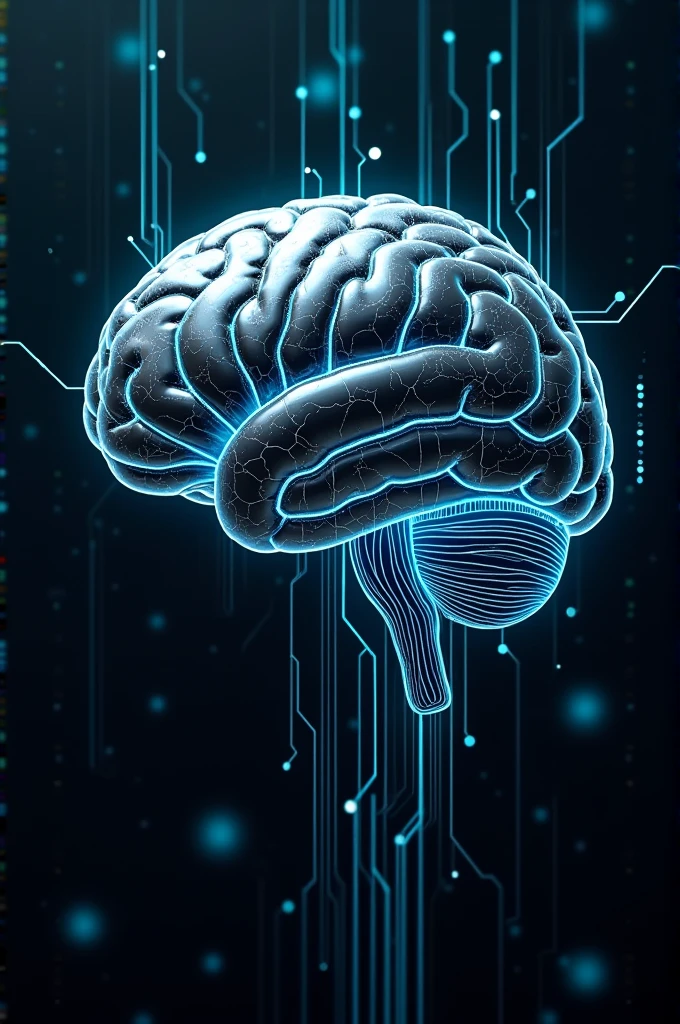 Logo of a cyber brain connected with wiring that looks very futuristic 