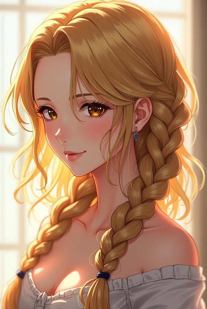 1character, Loose Braids hairstyle with Golden Highlights colouring, (masterpiece, best quality:1.2), 1girl, solo, transparent coat, sexy angel, realistic, beautiful