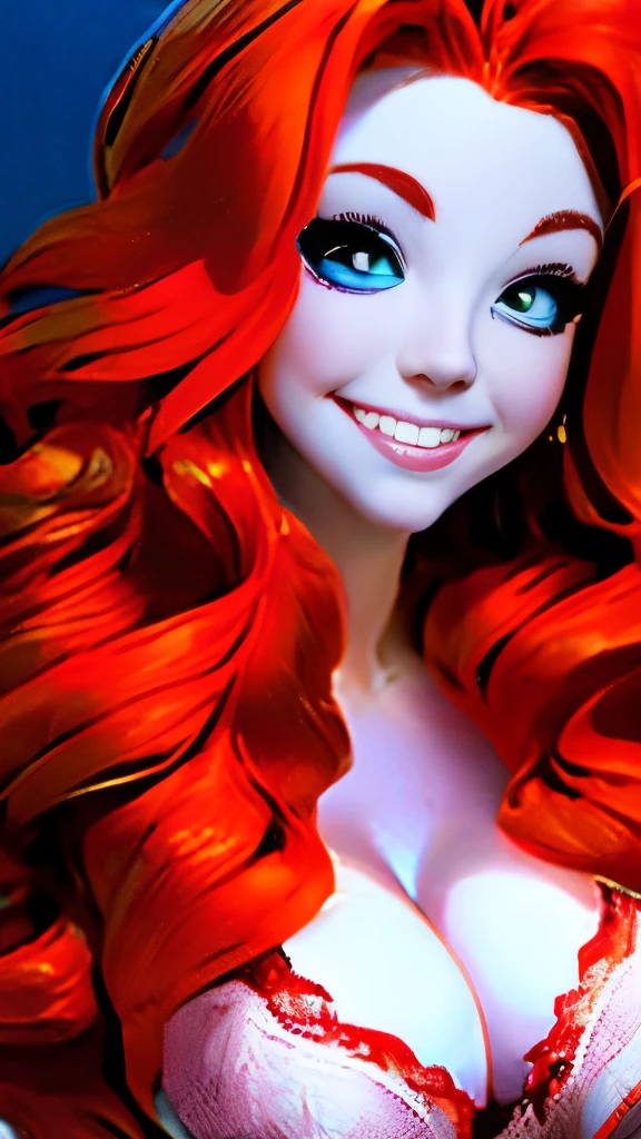 a close up of a woman with red hair and a red and white floral satin bra top, amouranth, better known as amouranth, amouranth as a super villain, young beautiful amouranth, ginger wavy hair, long wavy orange hair, orange glowing hair, orange skin and long fiery hair, flowing ginger hair, orange hair, long orange hair, ginger hair