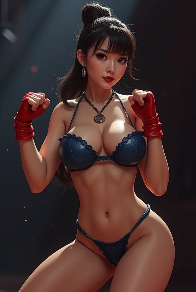 (Do something sexy, surreal masterpiece, movie  theater, （Real Chun-Li), Beauty goddess, She's cute, Has beautiful lips, Pale honey colored eyes.., She very beautiful, perfect, A model). She is known for her classic and elegant beauty. Very cute girl, (toned body, chubby curves, thick legs). Iconic characters from the 6th Street Fighter game. (Dynamic fighting pose、Catch a powerful kick with a wide kick, exquisite details, kung-fu, Show me your legs, Show me your butt, (show vulva,When she kicks you can see her perfect pussy)). ((sexy chai pao dress modified to show off her legs and see-through lace panties, sexy vintage blue chai pao costume, chai pao, Super dark blue metallic micro bikini reflection revealing pussy, chai pao shows off super tiny transparent pink lace panties, （Transparent thong panties show off pussy, pussy protruding from bottle pao)), (Her beautiful breasts 、This can be seen through her amazing cleavage.., Natural breasts, , big and pointed nipples, Chun-li is sexy and hot). Images must be high resolution (16 KB hard drive) Rendered in incredible 8K resolution, showing off all the intricate features and textures. ((Learn more about Chun-Li's outfits, including the traditional chai pao dress and her unique "Bull Horn" hairstyle, which features hair between her eyes.)) Enhance the image of you with impressive lighting. scene, Emphasizing his strength and determination. Request this photo、It aims to honor Chun-Li as a true work of art., Showcasing her beauty, toned and sexy body, grace and dexterity in martial arts her. (Focus on the character, focus on her pussy and ass, Close up of her beautiful face and pussy) black background, model.（skinny, muscular body）、（(Skirt Ultra-reflective metallic dark blue battle))、The fighting pose is so adorable