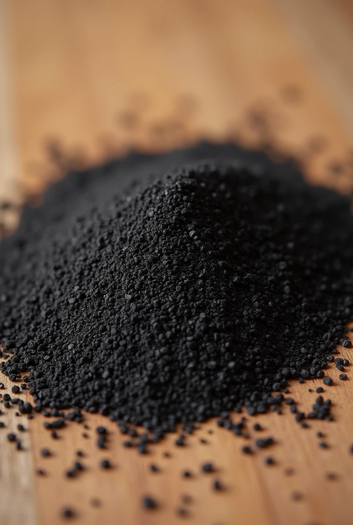 IMAGE OF THE BLACK CAÑIHUA LOOSE IN GRAINS SCATTERED ON A TABLE