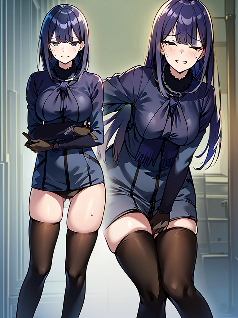 (girl1人, Peeをしなければなりません, Pee herself, Pee, Pee self, Are crying, とてもPeeがしたくて仕方ない), (Peeをしなければなりません, Peeをしなければなりません, Pee, Pee self, Pee, Pee self:1.3), (トイレの列に並ぶgirlたち, Maxi Dresses, Long skirt, 1 handbag, Peeをしなければなりません, Full coverage of the crotch area, girl, Sweat, vapor, Center of chest, shy, Great hands, Looking at the audience, Cute Smile, A woman who is often described as charismatic and intimidating. He has black hair, Thick and slightly wavy, Distinctive, angular features frame the face. His sharp dark eyes always seem to analyze their surroundings with calculated coldness.. Her white skin contrasts sharply with her outfit.,