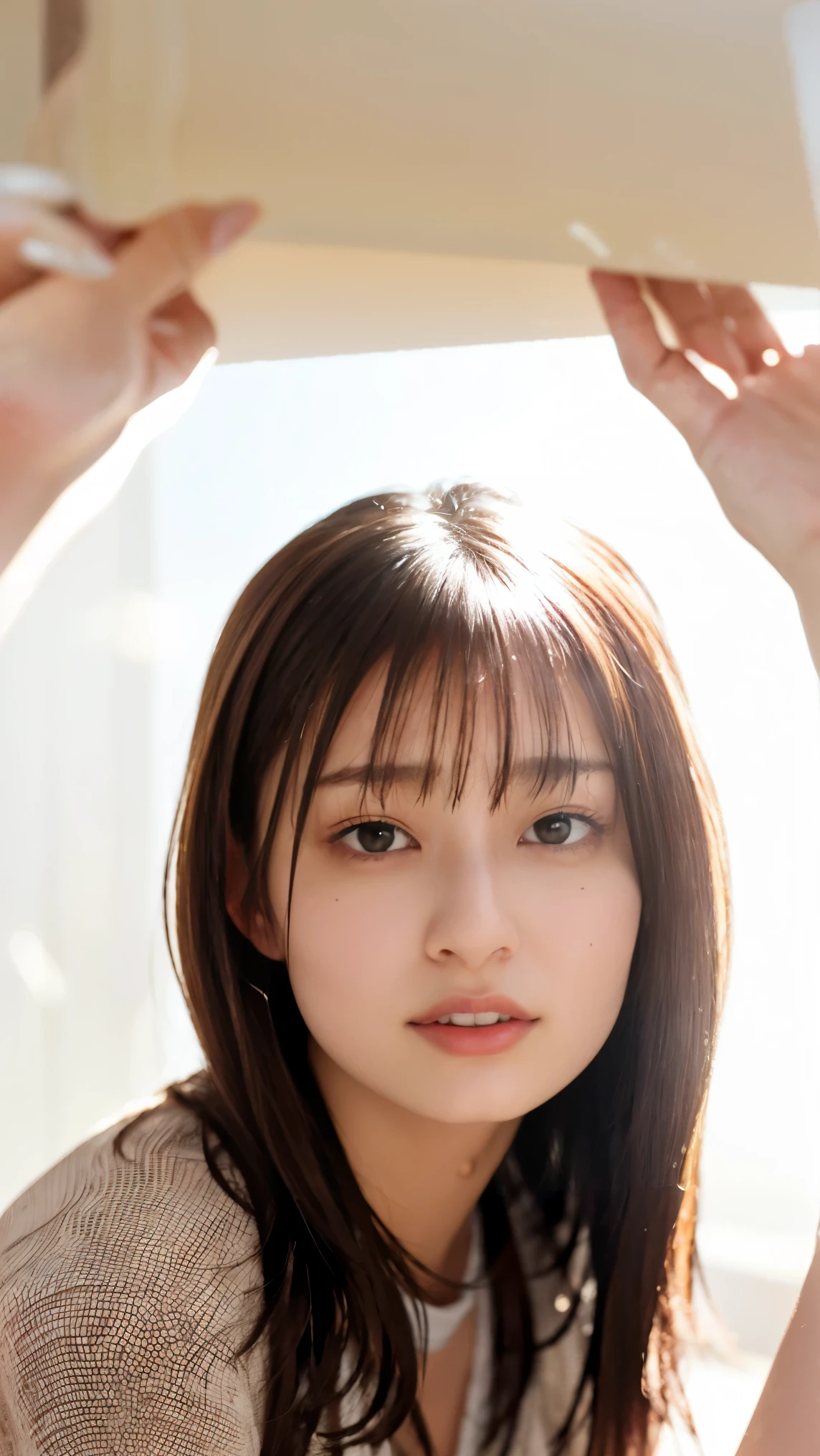 Everything modern:1.66, Cute Japanese Women Photos, smile, 20-year-old, Oil and hair palm for one-length straight hair:1.55, (photo Realistic:1.4), (hyper Realistic:1.4), (Realistic:1.3), (Smoother lighting:1.05), (Improving the quality of cinema lighting:0.9), 32K, 1 girl,20-year-oldの女の子, Realistic lighting, Backlight, The light shines on your face, Ray Tracing, (Bright light:1.2), (Improvement of quality:1.4), (Highest quality Realistic textured skin:1.4), fine grain, Detailed face,(smile:0), (Emphasis on face close-up:1.3), (Enhances the beauty of skin texture:1.1),((Extremely precise and accurate anatomy:1.0)), (Enhances the beauty of skin texture:1.1), Clean and glowing skin, mesh, thin:1.2, (Realistic:1.3), Realisticなライティング, (Smoother lighting:1.05), 32K, One Japanese woman, fine grain, Detailed face, (Film Grain:1.1),(Accentuates body lines:1.1), High resolution, Natural look, Kind eyes, Improves hair quality, Delicate light and shadow, Transparent muscles, Graceful pose, Beautiful Eyes, Sharp details, Soft light reflection, Beautiful contours, Delicate skin tone, Fine hair texture,Cute Japanese Women Photos,