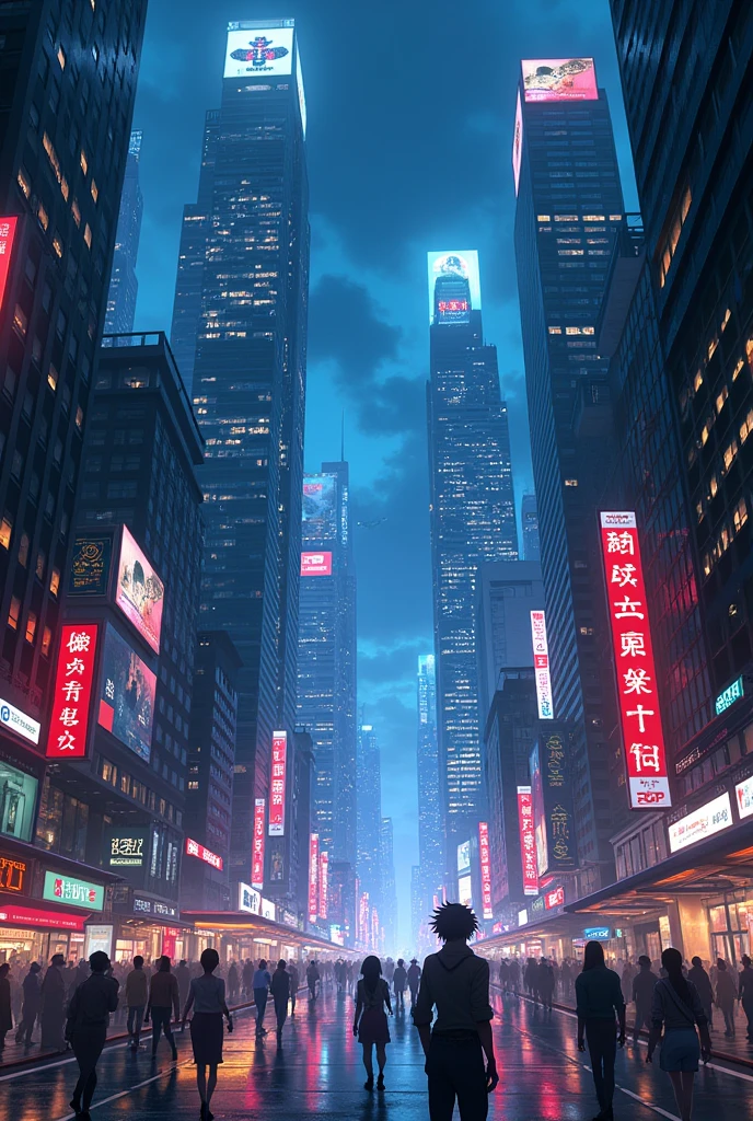 A anime cyber punk city nighttime 