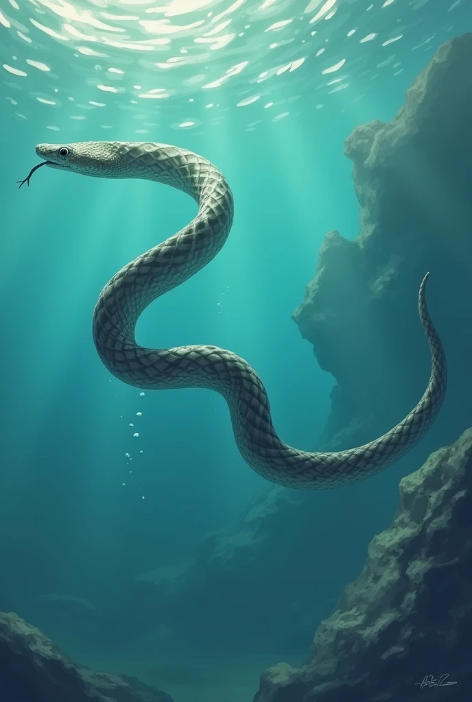 Snake in the water１００Swimming、Watching it from land