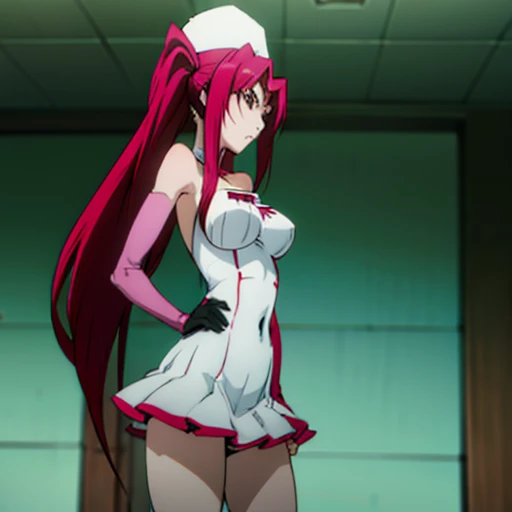anime girl with red hair and white hat standing in the room, Rule 34, Ikki Tousen, meat anime style, tits, humanoid pink female squid girl, only, Ahegao, Udonai-Inaba travel, meat, best rating on pixiv, Yuri Misaki, revy black lagoon, ponytail, big black guy fucks girl , Black, Correct anatomy, Double check your anatomy, girl in a dress