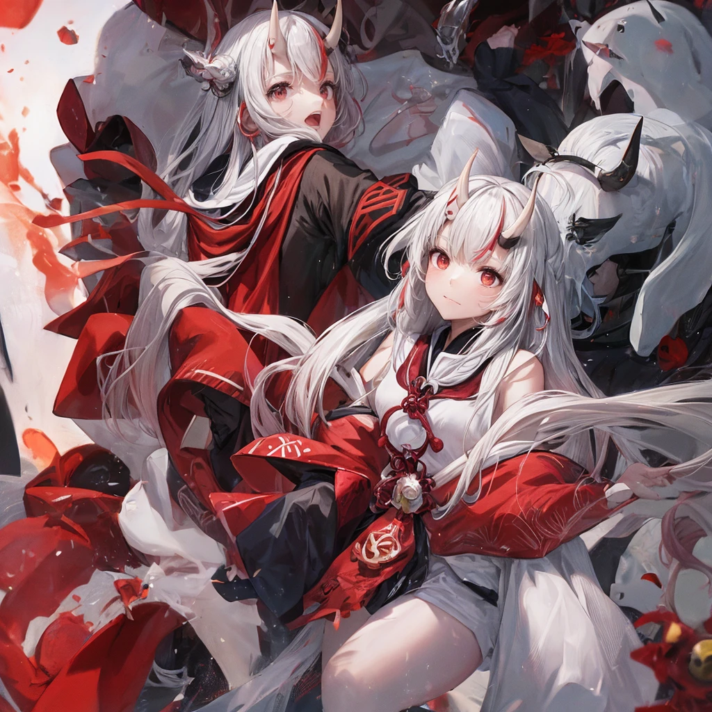 Demon horn,Ghost Clan,Miko costume,Red spider lily,Death,