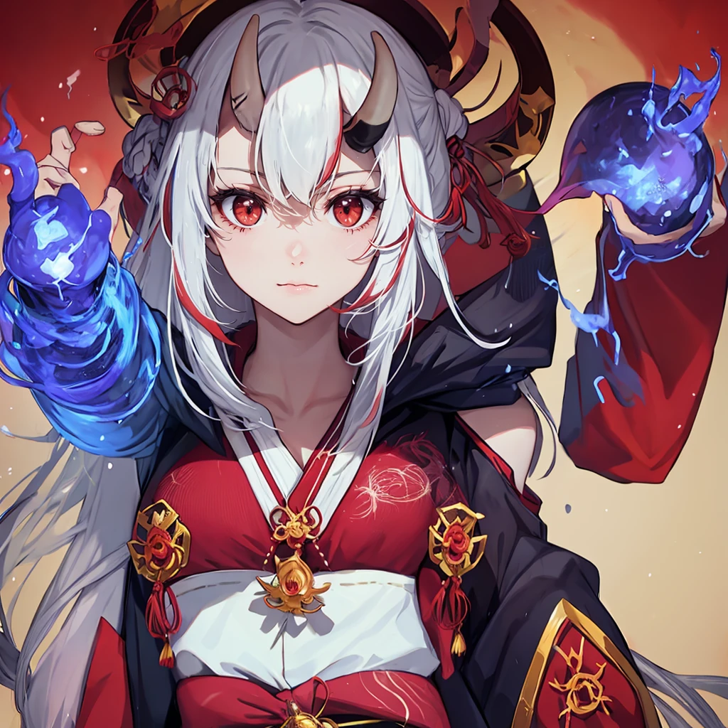 Demon horn,Ghost Clan,Miko costume,Red spider lily,Death,