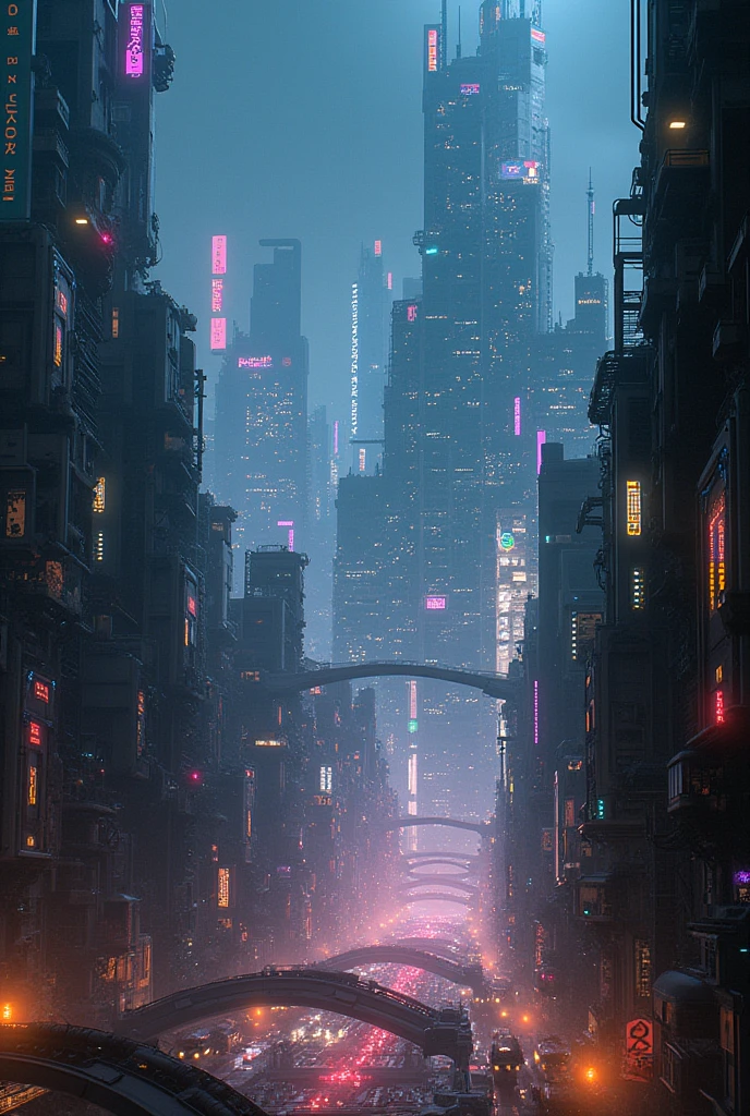 A anime cyber punk city nighttime no people 