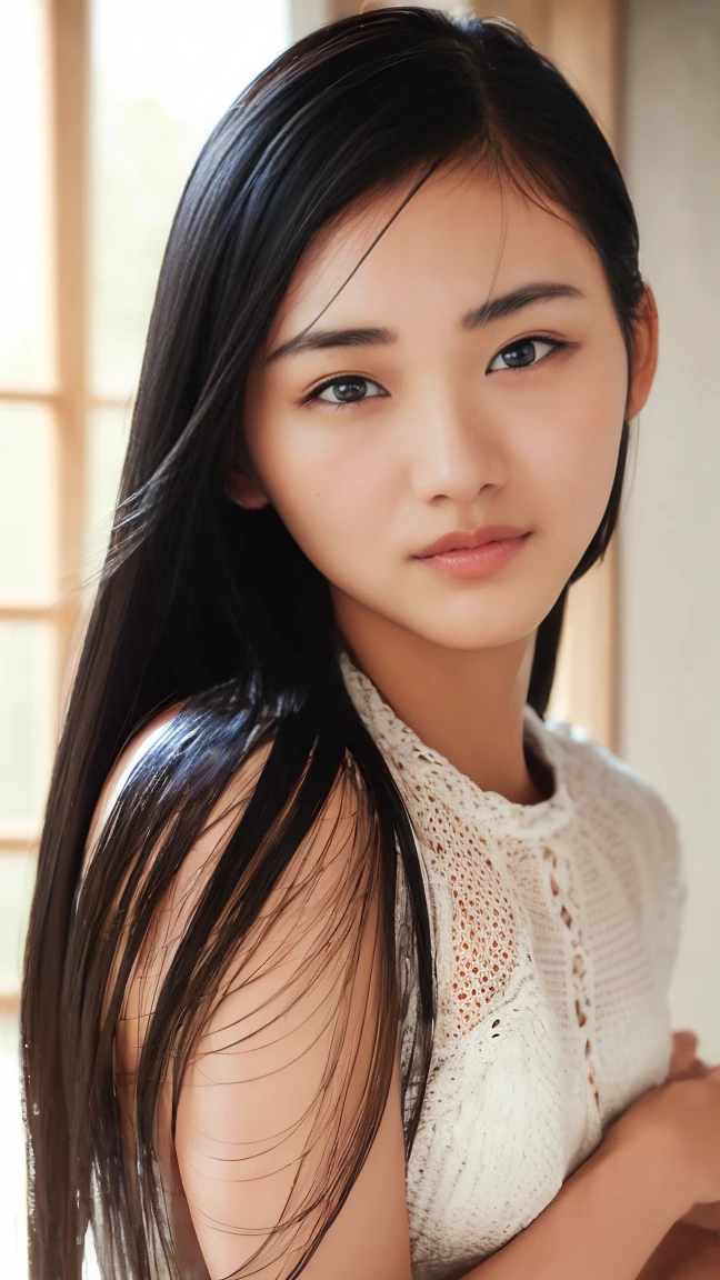 Everything modern:1.66, Cute Japanese Women Photos, smile, 20-year-old, Oil and hair palm for one-length straight hair:1.55, (photo Realistic:1.4), (hyper Realistic:1.4), (Realistic:1.3), (Smoother lighting:1.05), (Improving the quality of cinema lighting:0.9), 32K, 1 girl,20-year-oldの女の子, Realistic lighting, Backlight, The light shines on your face, Ray Tracing, (Bright light:1.2), (Improvement of quality:1.4), (Highest quality Realistic textured skin:1.4), fine grain, Detailed face,(smile:0), (Emphasis on face close-up:1.3), (Enhances the beauty of skin texture:1.1),((Extremely precise and accurate anatomy:1.0)), (Enhances the beauty of skin texture:1.1), Clean and glowing skin, mesh, thin:1.2, (Realistic:1.3), Realisticなライティング, (Smoother lighting:1.05), 32K, One Japanese woman, fine grain, Detailed face, (Film Grain:1.1),(Accentuates body lines:1.1), High resolution, Natural look, Kind eyes, Improves hair quality, Delicate light and shadow, Transparent muscles, Graceful pose, Beautiful Eyes, Sharp details, Soft light reflection, Beautiful contours, Delicate skin tone, Fine hair texture,Cute Japanese Women Photos,
