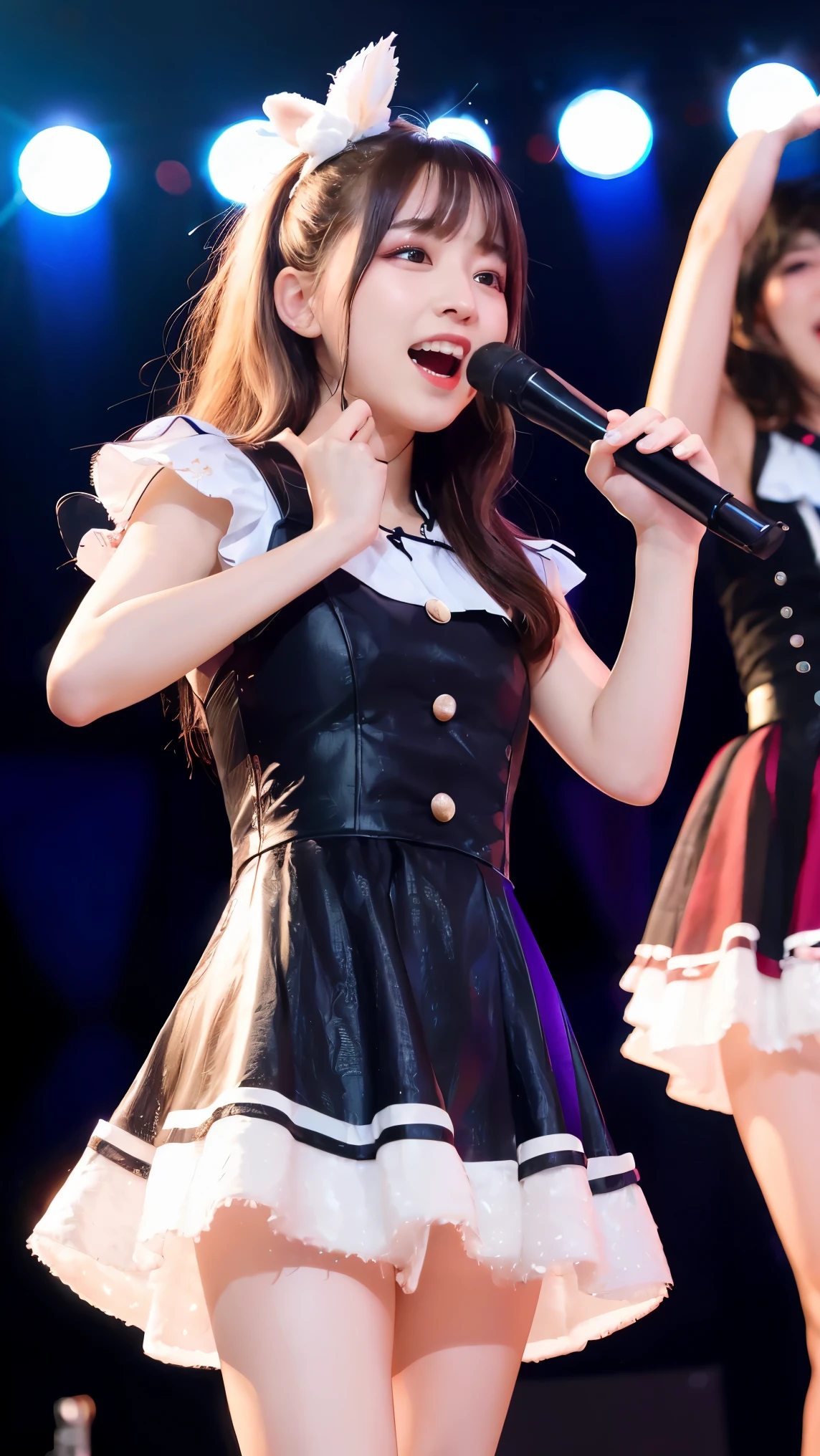 Very cute and beautiful K-POP female idols, Sing on the Gondola Live Stage, Full Body Shot,
break,
Face close-up, Singing scene, Dress scene, Looking at the audience,
break,
Idols depicted in vibrant colors, Colorful idol dresses, Expressing the singing voice of an idol with warm colors