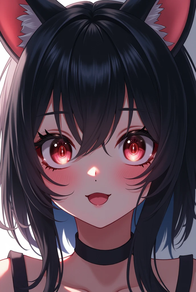 black hair, hair bobbles, wince, longeyelashes, solid circle eyes, fake animal ears, light smile, ear blush, fang, ccurate, Surrealism, drop shadow, anaglyph, stereogram, tachi-e, pov, atmospheric perspective, 8k, super detail, best quality