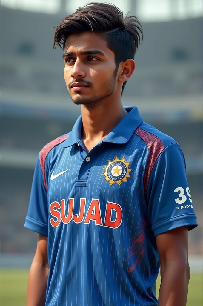 boy indian u19 cricket jersey name sujad jersey no 39