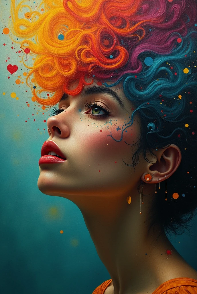 I am the last surrealist painting that exists on this planet, the last work of art that represents a beautiful woman of different races full of hope wrapped in an unreal world full of strange things., The message I want to leave is that art once existed , real very real , 24k unique piece rule of thirds cinema lighting finishes like photoshop and colors of a work of art great depth of field difference of 3d planes