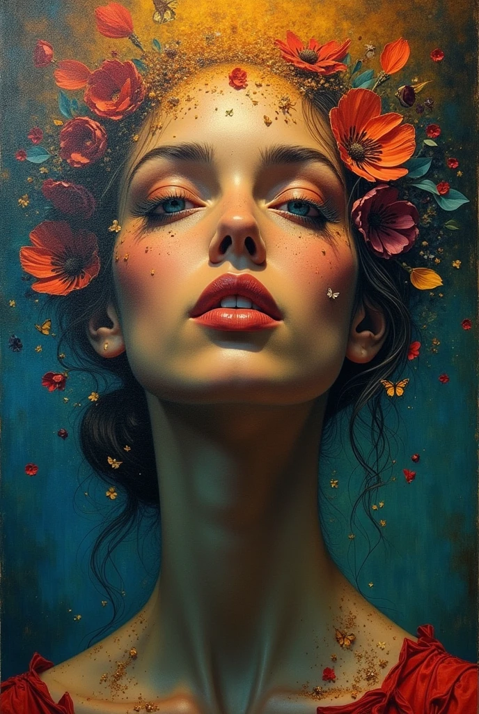 I am the last surrealist painting that exists on this planet, the last work of art that represents a beautiful woman of different races full of hope wrapped in an unreal world full of strange things., The message I want to leave is that art once existed , real very real , 24k unique piece rule of thirds cinema lighting finishes like photoshop and colors of a work of art great depth of field difference of 3d planes