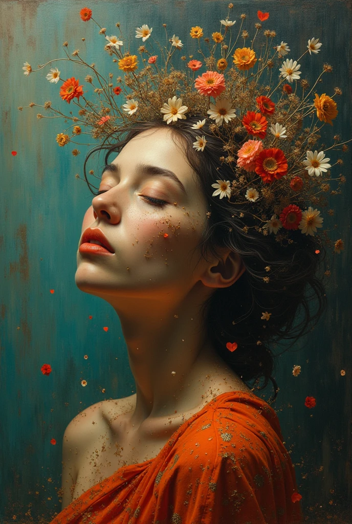 I am the last surrealist painting that exists on this planet, the last work of art that represents a beautiful woman of different races full of hope wrapped in an unreal world full of strange things., The message I want to leave is that art once existed , real very real , 24k unique piece rule of thirds cinema lighting finishes like photoshop and colors of a work of art great depth of field difference of 3d planes