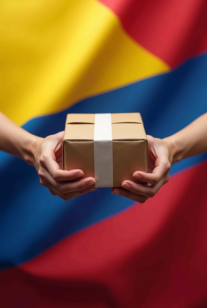 Colombian flag sending a package to Costa Rican flag, image that can be included as a logo 