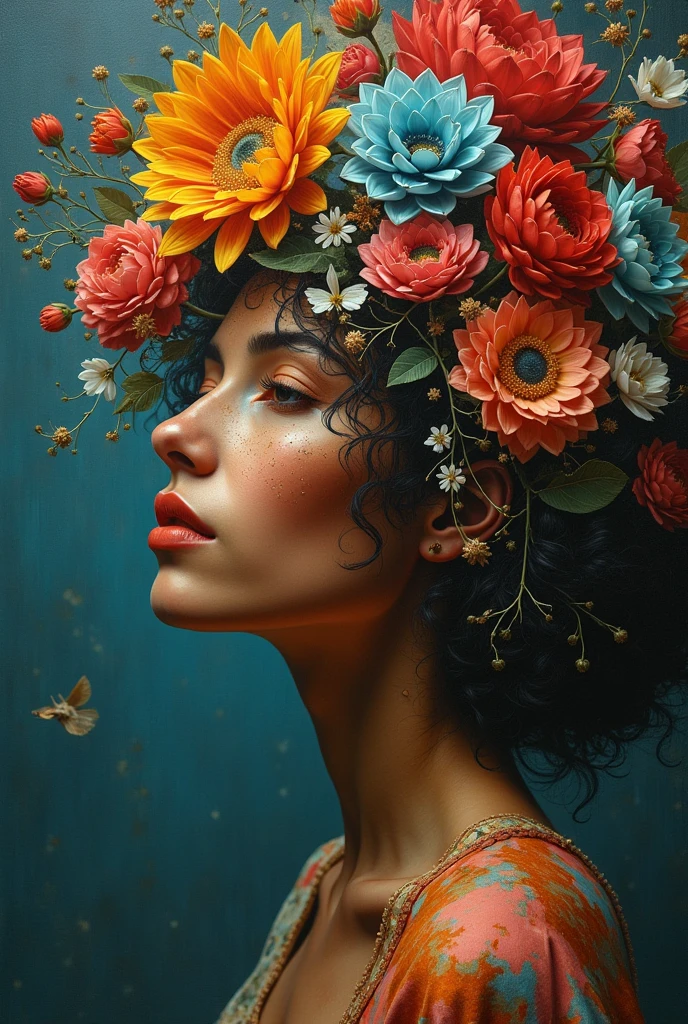 I am the last surrealist painting that exists on this planet, the last work of art that represents a beautiful woman of different races full of hope wrapped in an unreal world full of strange things., The message I want to leave is that art once existed , real very real , 24k unique piece rule of thirds cinema lighting finishes like photoshop and colors of a work of art great depth of field difference of 3d planes