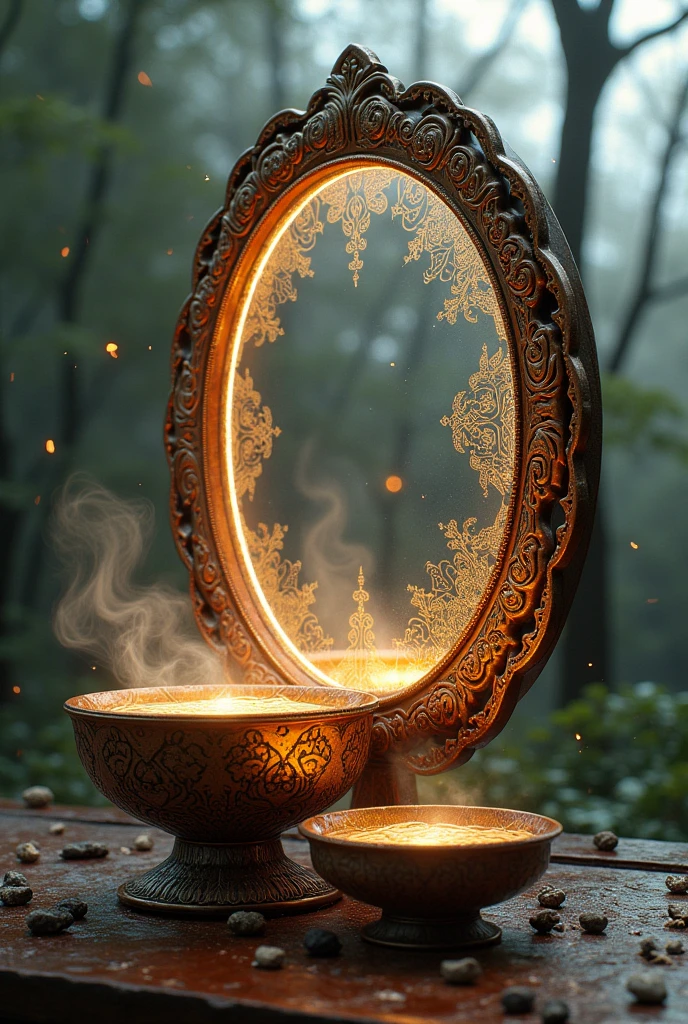 Jomon pottery　mirror　ramen　Magic mirror