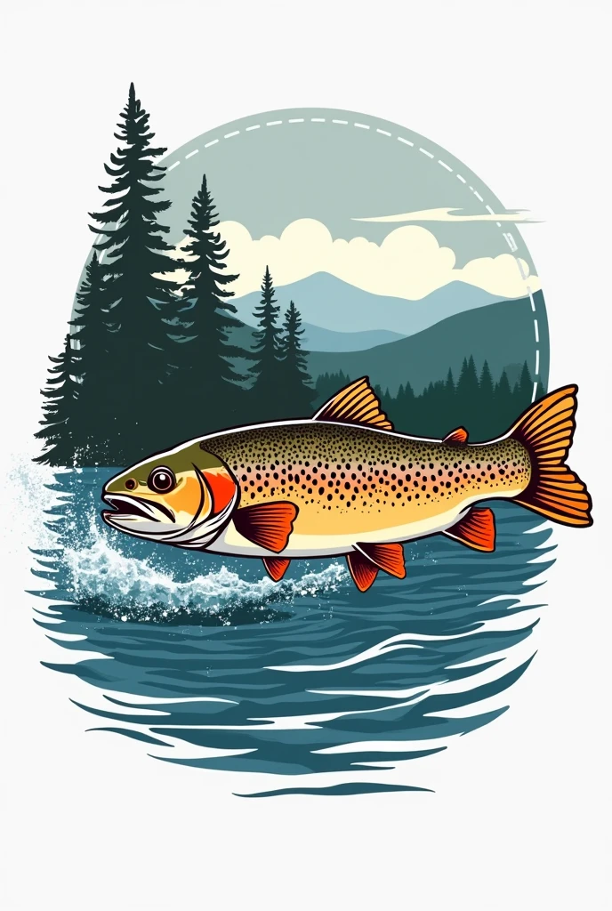 I need a logo without colors where the name River Anglers appears and a beautiful brown trout crossing it.