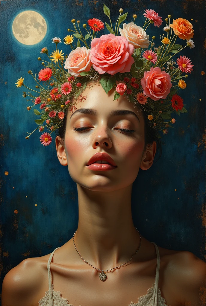 I am the last surrealist painting that exists on this planet, the last work of art that represents a beautiful woman of different races full of hope wrapped in an unreal world full of strange things., The message I want to leave is that art once existed , real very real , 24k unique piece rule of thirds cinema lighting finishes like photoshop and colors of a work of art great depth of field difference of 3d planes