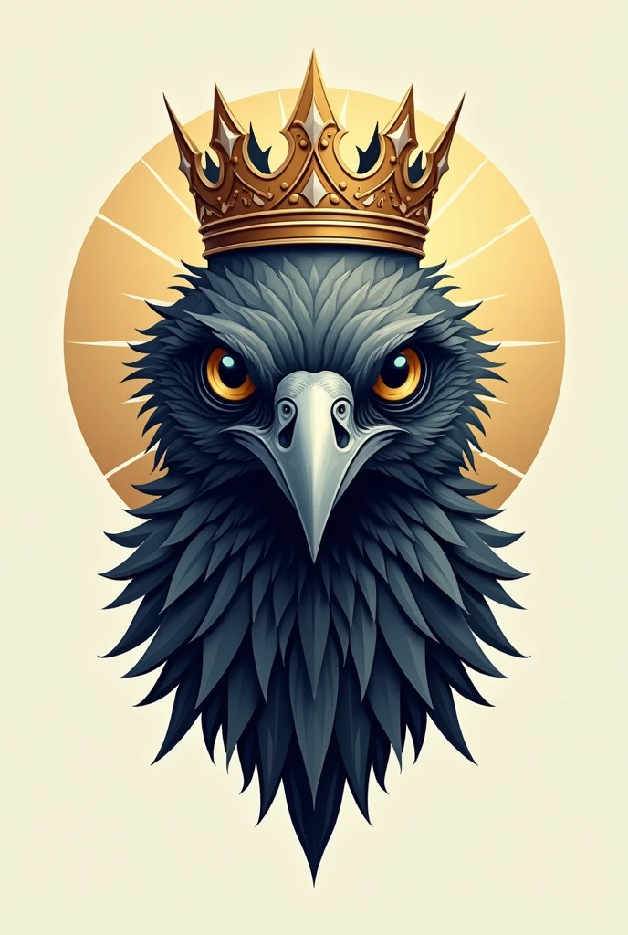 A logo with a crowned crow and a typical alien head that appears in emoji 👽