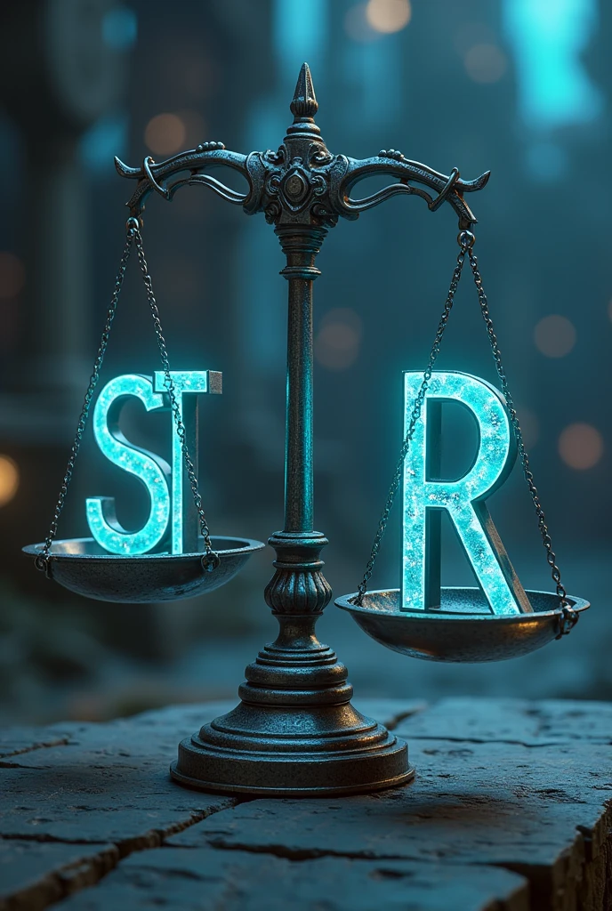 A scale with the letters STR