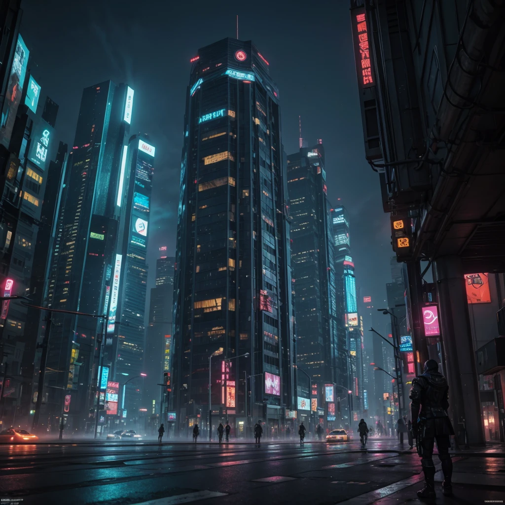 Create a cyberpunk scenery image