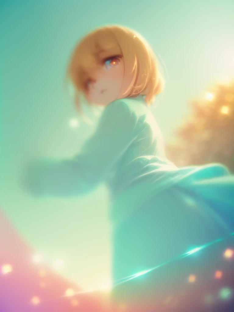 (Sumilux f1.4 24mm , low Latitude old color negative film , cross process , (bokeh), Long exposure , blur , flare, chromatic aberration , soft focus, (Shallow focus) , soft glow , Maximum aperture, high Key , Transparent depiction , Tyndall:1.5) , contortion woman