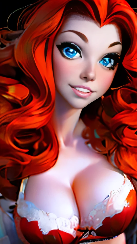 a close up of a woman with red hair and a red and white floral satin bra top, amouranth, better known as amouranth, amouranth as a super villain, young beautiful amouranth, ginger wavy hair, long wavy orange hair, orange glowing hair, orange skin and long fiery hair, flowing ginger hair, orange hair, long orange hair, ginger hair