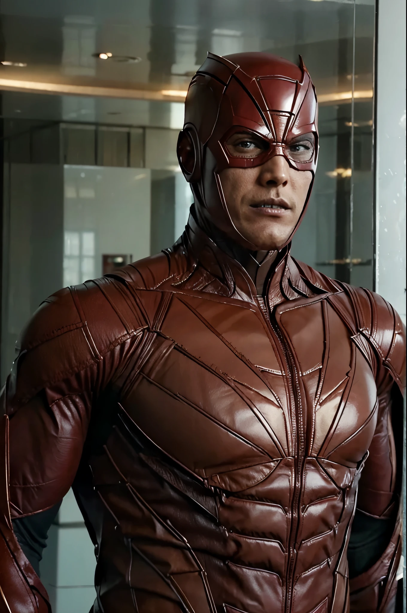 masterpiece, best quality, 1man beautiful, tall and muscular face, broad shoulders, finely detailed eyes and detailed face, sharp teeth..extremely detailed CG unit wallpaper, intricate details, short hair, red costume,, 8k, wallpaper, official art, ultra detailed, beautiful and aesthetic. Red scorpion costumes . Marvel. X-Men. Daredevil . The flash big muscle.. glass eyes