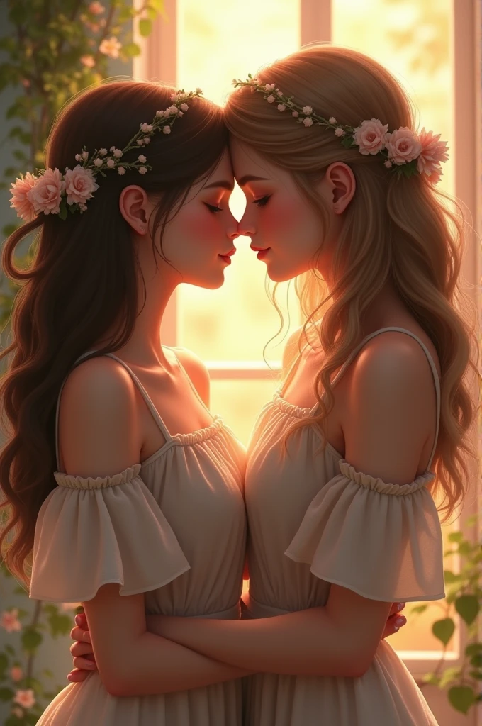 Young girls kissing