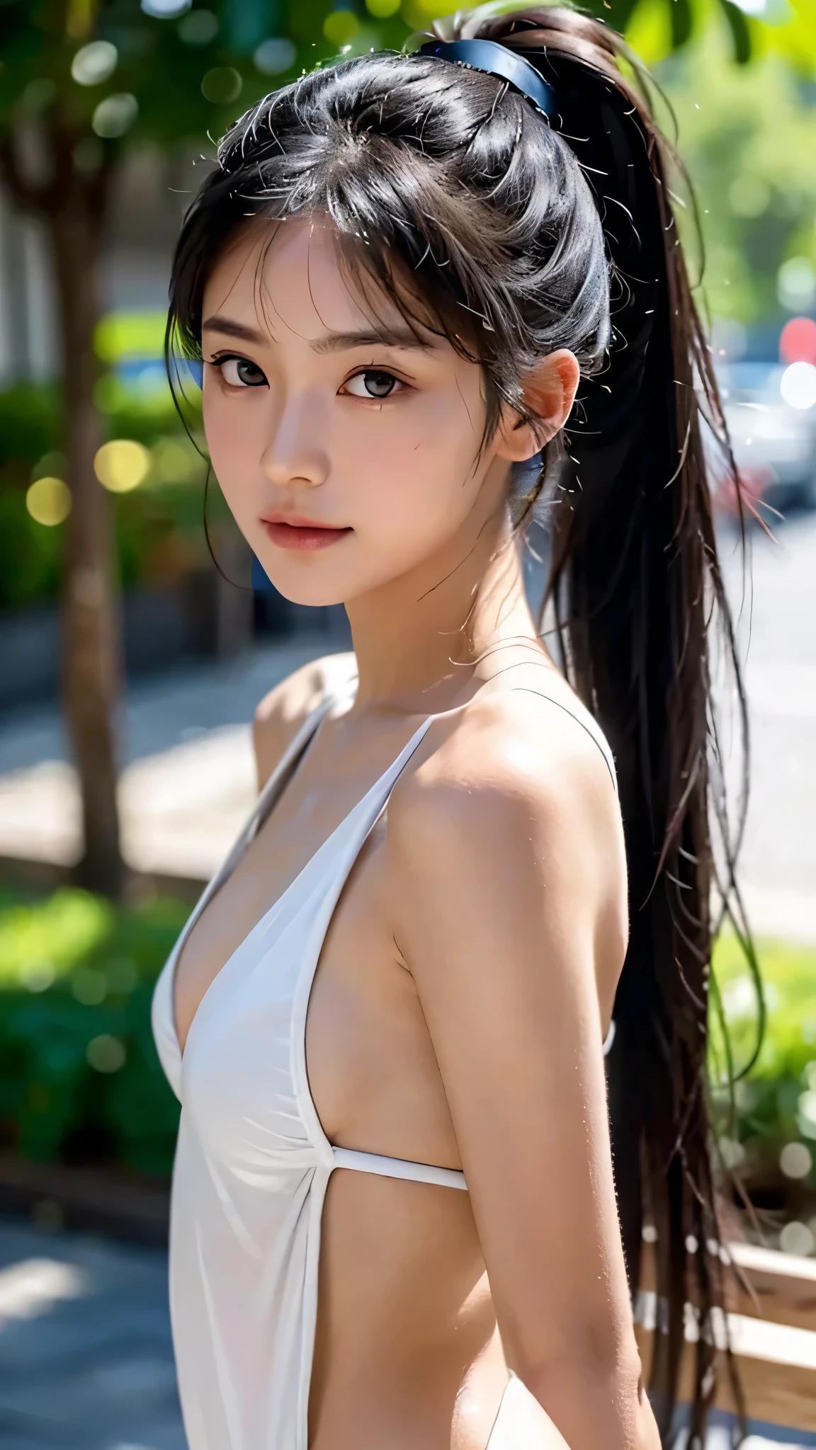 body shot,micro bikini,outdoor,beach,Body in front,masutepiece, The highest image quality, High quality, the background is clear,Beautiful woman, Japanese, Detailed, Ultra-detailed, finely detail, hight resolution, 8K Wallpaper, Perfect dynamic composition, Beautiful detailed eyes ,Detailed eyes, Detailed skin, Beautiful skin, 超hight resolution, (reality: 1.4),Very beautiful woman, Slightly younger face, Beautiful skin, slender, (Ultra photo realsisim), (hight resolution), (8K), (Very detailed) (beautifully detailed eyes), (super detailed), (Detailed face), view the viewer, Fine details, Detailed face, Staring straight ahead, Staring straight ahead, photos realistic, Bright lighting, Professional Lighting, Black hair,poneyTail,a baby face,sixteen years old,Hairstyle: ponytail,Long ponytail hairstyle,slight smile,
