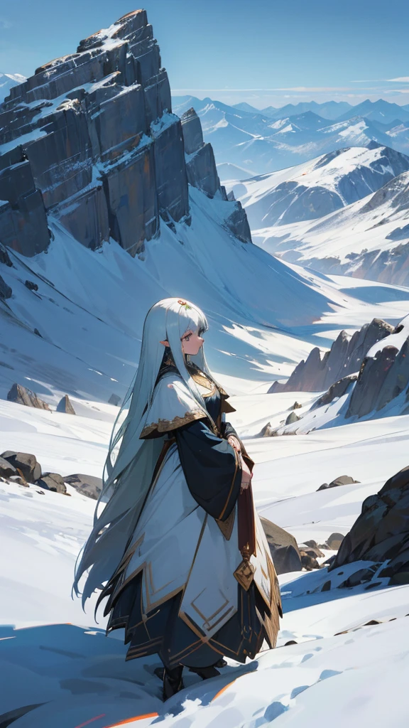 beautiful woman with long hair, mountain background ghilbi staly