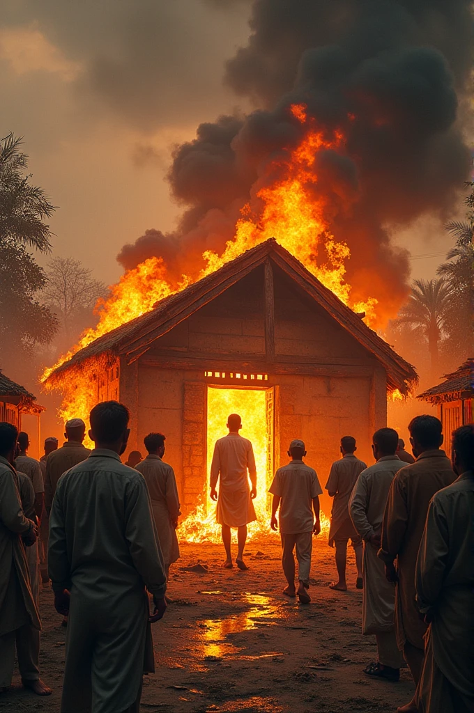 Sheikh Mujibur's house was burnt by thousands of people