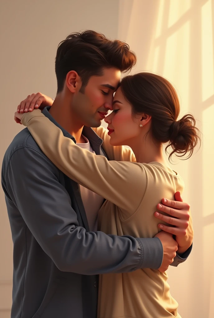 Two people hugging each other