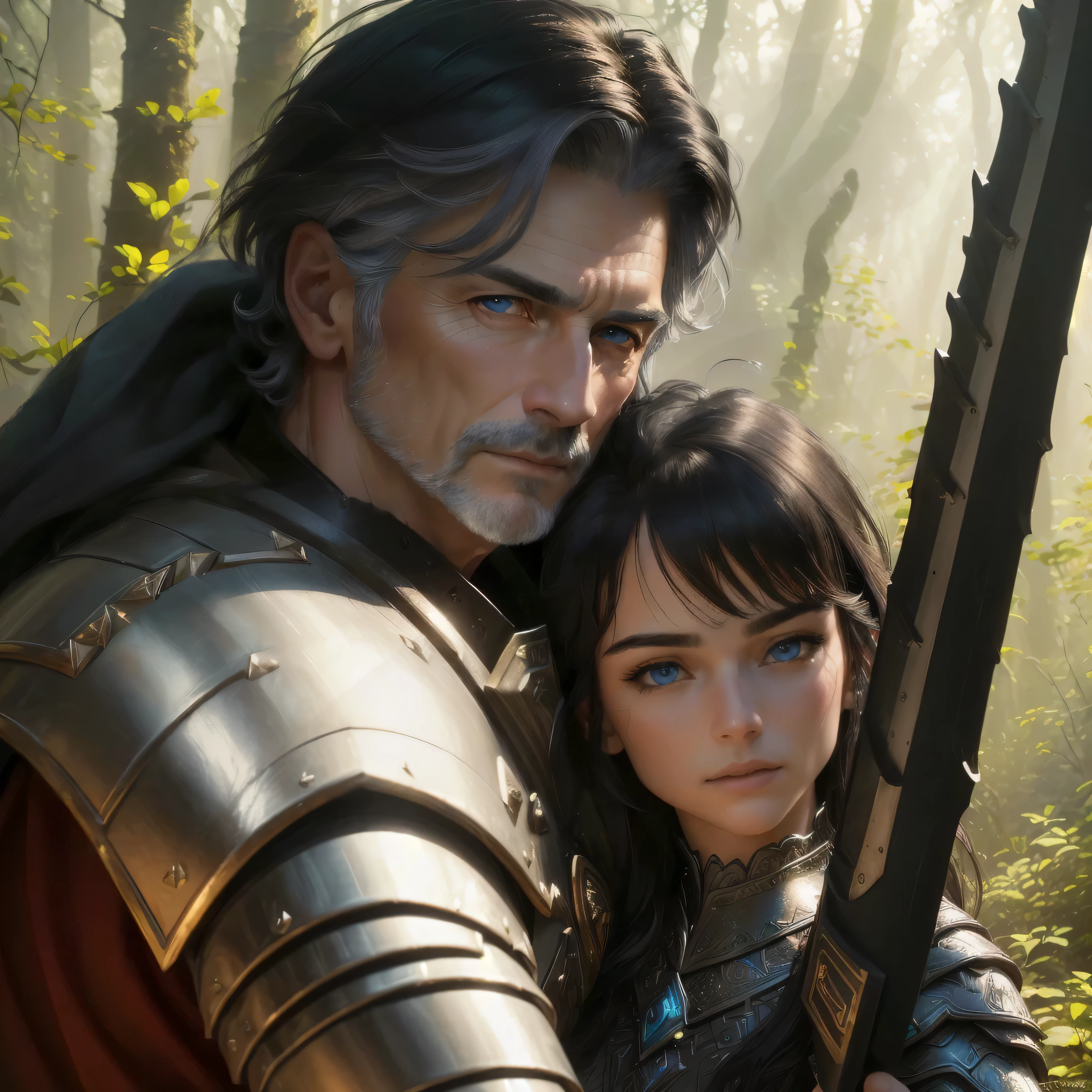 A handsome 60-year-old man with short gray hair, masculine features, and striking blue-gray eyes, (best quality,4k,8k,highres,masterpiece:1.2),ultra-detailed,(realistic,photorealistic,photo-realistic:1.37),portrait,cinematic lighting,chiaroscuro,dramatic,elegant,sophisticated,thoughtful expression,skilled character design