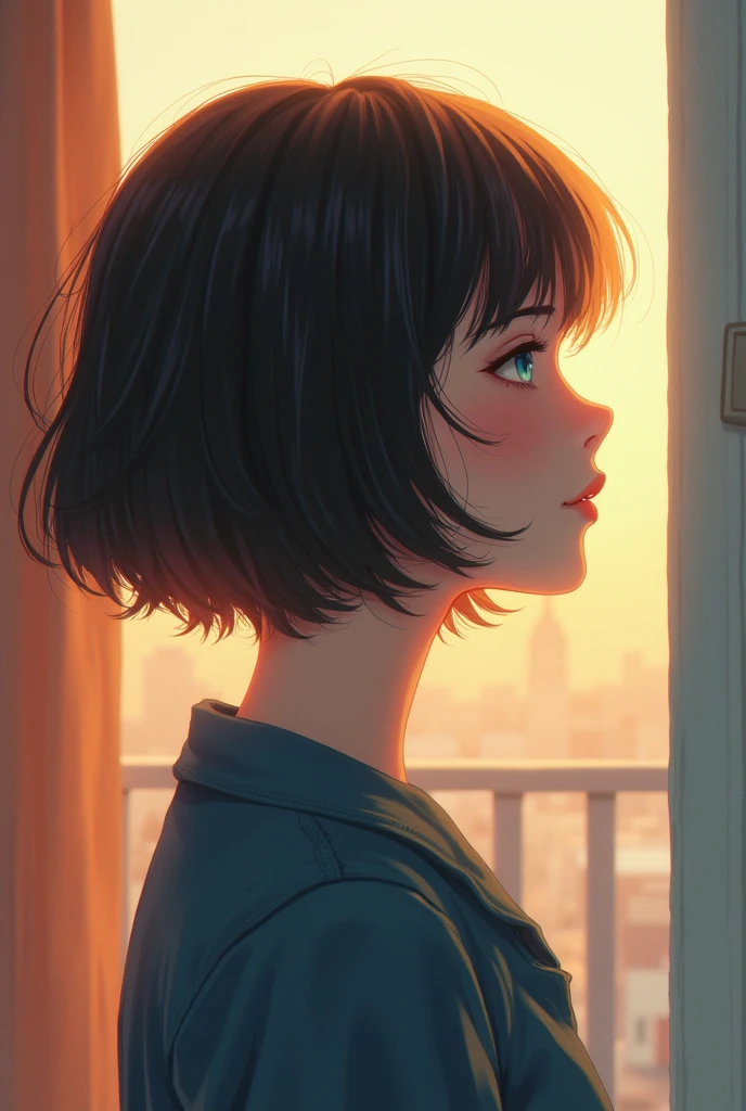 Short-haired girl, Profile view of a girl,1 person,Beauty