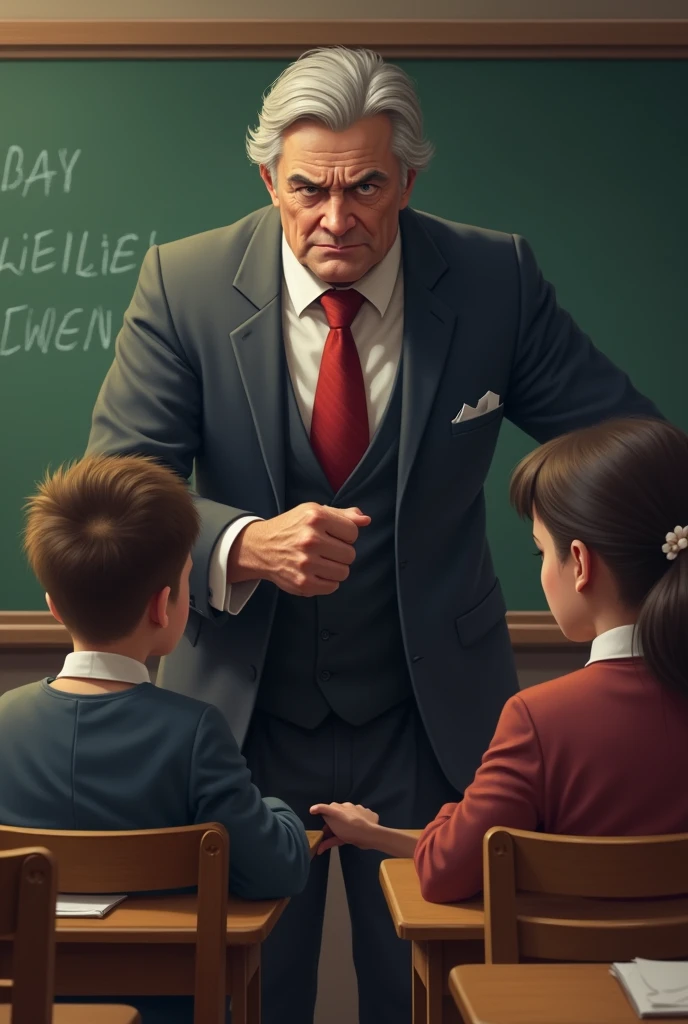 A angry teacher sir scolding her student 