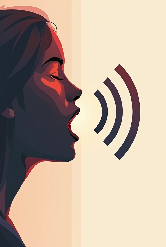 Mouth facing right with sound coming out. Vector art