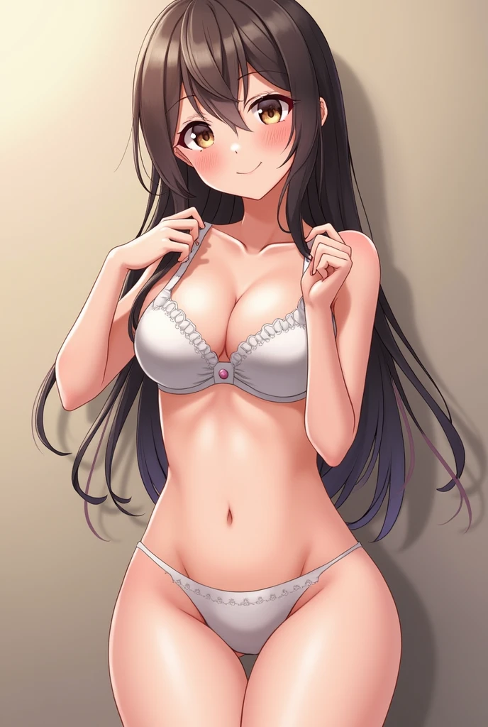 Anime girl showing her tits without a bra