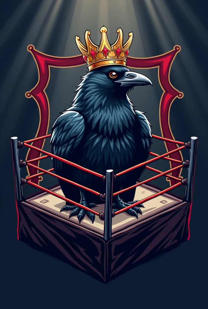 LOGO of a wrestling ring with a small crow with a crown that says