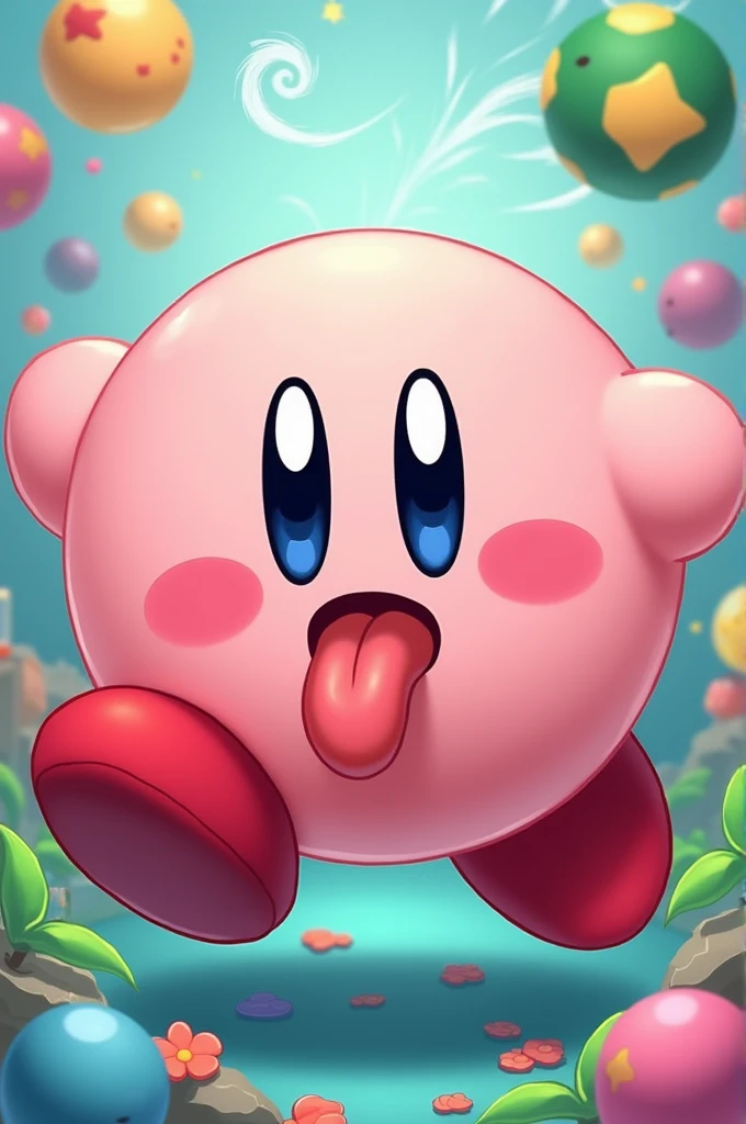 Kirby with long tongue