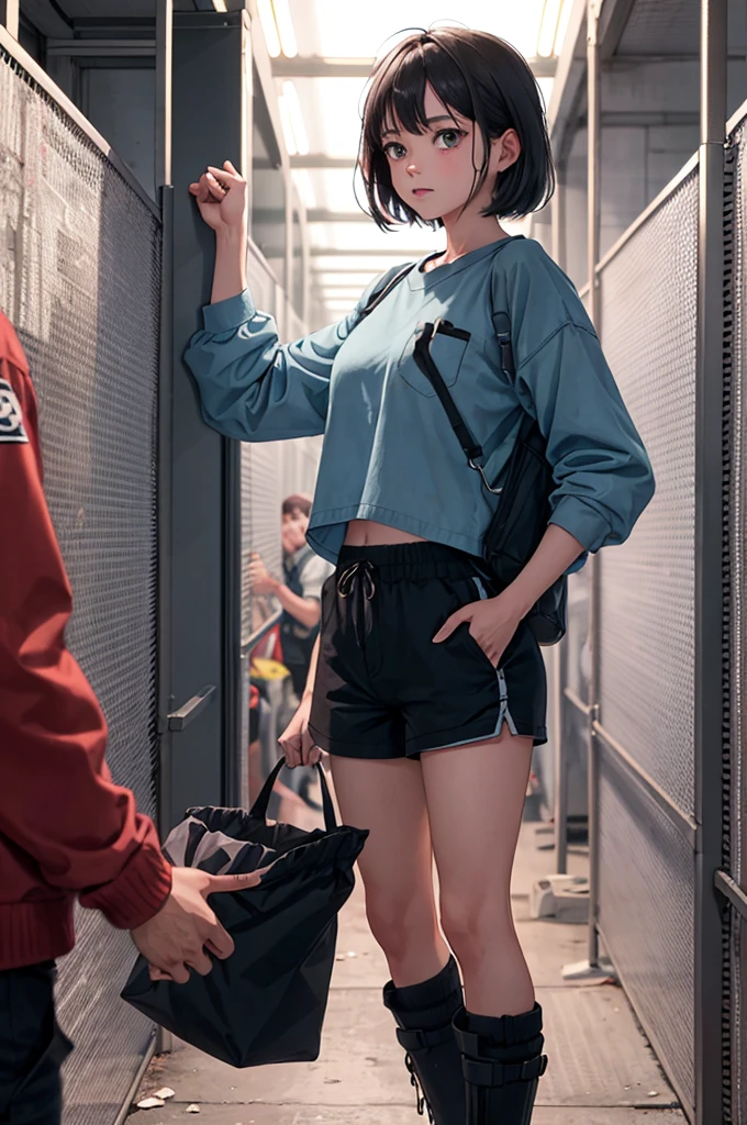 Dystopian, One girl, prisoner, Shorts, prison, war, Apocalypse, throw, throw hands, subsidy exposed, Being pulled by other people, Lifted by others, Remove someone&#39;s clothes, Grab, pull, 衣服をpull, Good draw, シャツをpull, White skin, Belly button tickling