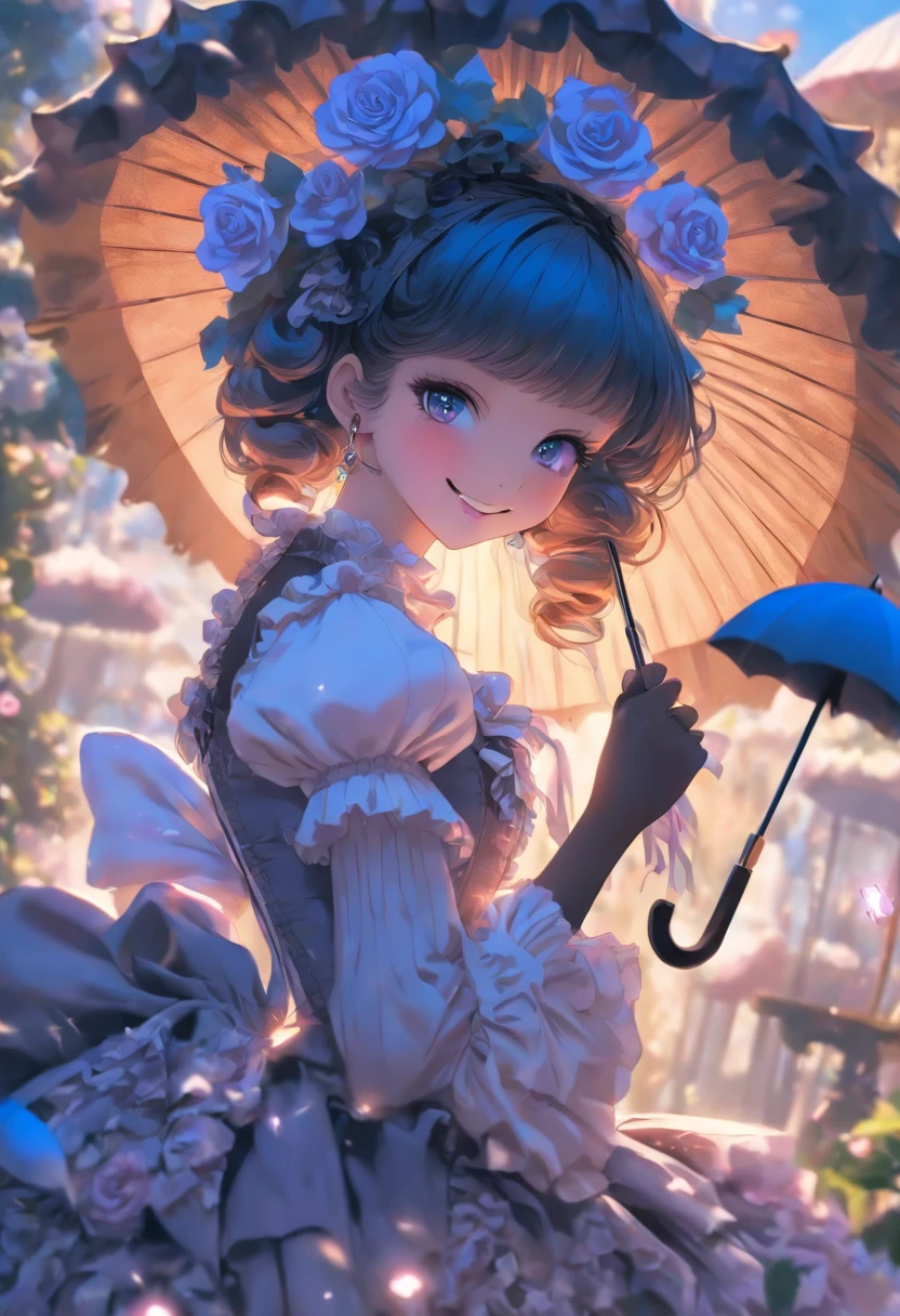 Gothic ta、Western Pavilion、parasol、smile、woman、Invite、Highest quality、Blue Rose Garden、Big Breasts、valley、Fantasy、