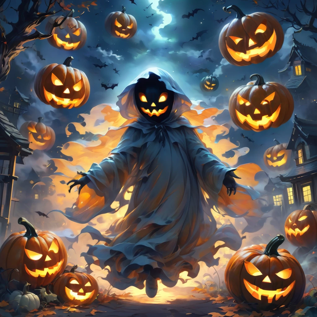 Pumpkin Outer Space、Halloween、ghost、scared、Body attached