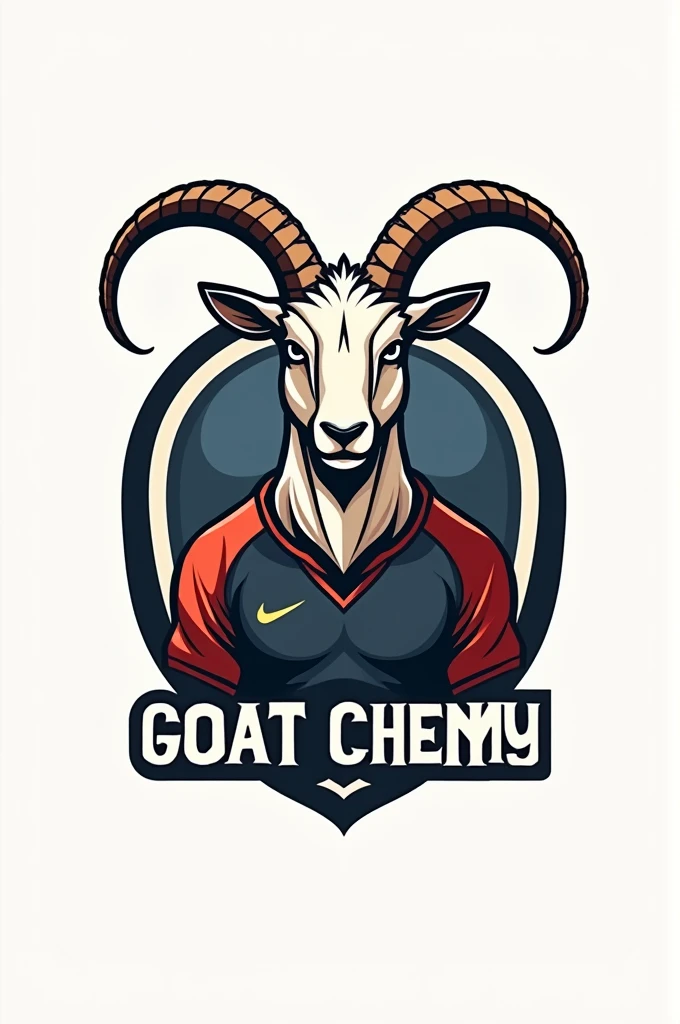 Make me a logo for an online store called "Goat Chemi" which is a football jersey store with the image of a goat and the name of the store